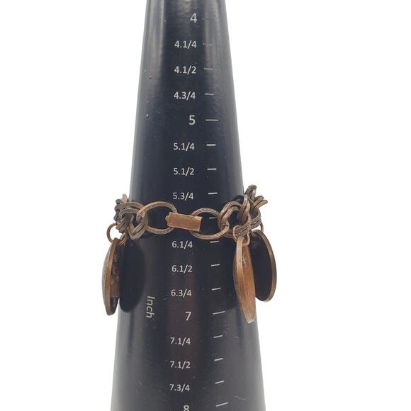 Vintage 1950s South African Coin Charm Bracelet Copper Five Cent Travel Chain - Picture 6 of 14